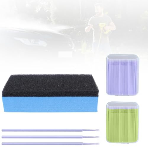 GGUFAY Lacktupfer Auto Set 200 Pcs mit Auto-Reinigungsschwamm, Lack Tupfer Lackpinsel zum Exakten Retuschieren von Kleinen Lackschäden und Steinschläge Lack Pinsel Fein in eine Kunststoffbox