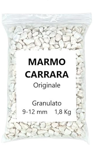 Luvit & Lumoè GHIAIA BIANCA per Giardino | MARMO di CARRARA | 1,8 Kg | 9-12 mm | Ciottoli Decorativi per Piante in Vaso | Pietre per Bonsai | Sassolini Acquario | Rocce Aiuole | Decorazioni casa