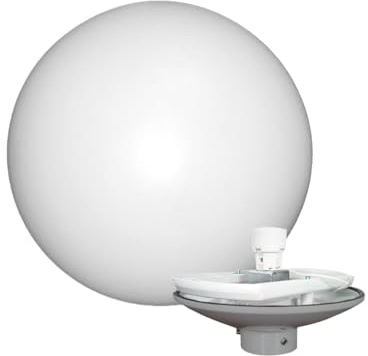 EXTRUMOL Kit de Iluminación Exterior – Difusor Esférico Polietileno 30CM Opal + Base Policarbonato E-27 Gris – Ideal para Jardines, Parques, Caminos y Espacios Públicos