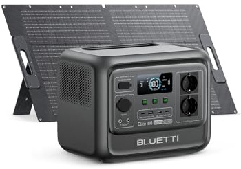 BLUETTI Elite 100 V2+100W 1024Wh & 1800W Générateur Électrique Portable | 35% plus compacte. 4 prises CA. Panneau 100W inclus. Idéal camping et urgences.