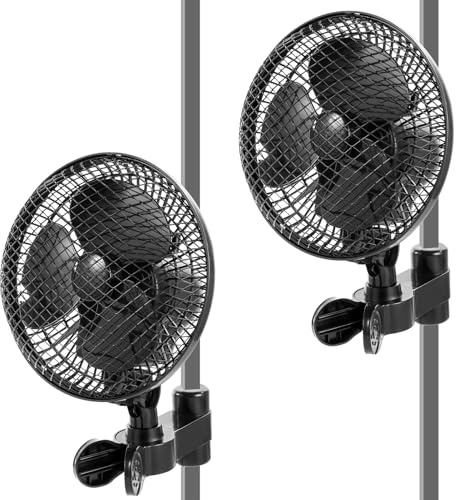 LeadGoods Grow Ventilator mit Clip 20W, Oszillierender Wachsen Growzelt Clip Lüfter, 2 Geschwindigkeiten, Grow Ventilator Oszillierend Klemmbar mini Fan für Growzelt (2PCS)