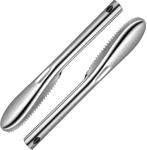 Stainless Steel Fish Scaler Tool Set, 2 Piece, Portable Fish Scale Remover, Professional Descaler Scraper for Cleaning