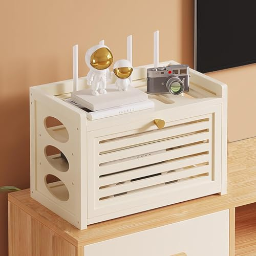 AVSMGP Armario para Ocultar Router Y Módem, Caja Oculta De Madera para Router WiFi- Estantes Invisibles Multicapa- Regleta Y Organizador De Cables- para El Hogar Y La Oficina,30.5 * 28cm/12 * 11in