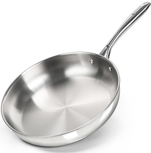 MICHELANGELO 30cm Stainless Steel Frying Pan, Tri Ply Induction Pan | Large Skillet With Triply Base, 18/10, Perfect For Family Meals Frying And Searing, Dishwasher Safe, Oven Safe