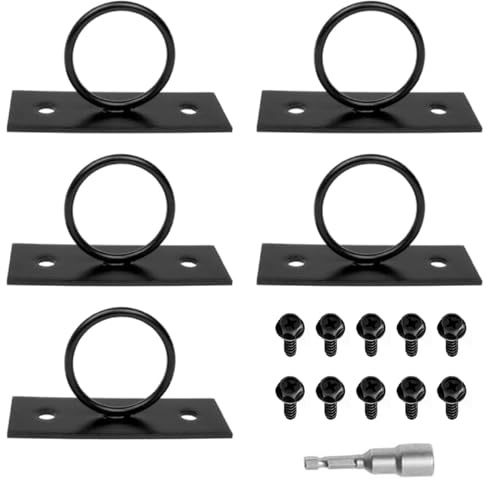 Alide Set di 5 supporti per cavi neri - Staffa in acciaio inossidabile con corda di iuta, per corrimano e corda per scale