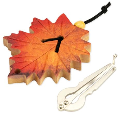 Jaw Harp mit Ahornblatt-Holzetui – Handgefertigte Maultrommel, Edelstahl Jew’s Harp für Anfänger & Hobbyspieler, Tragbares Musik-Geschenkset von Suttaya