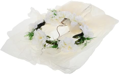 SUPVOX Bandeau Fleuri en Rotin Synthétique Blanc Lait, Couronne de Fleurs Bohème pour Mariée et Cérémonie, Accessoire Cheveux Léger et Résistant, Décoration Romantique Plage et Fête