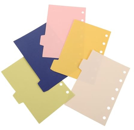 HIAKDOFT Divisori Indice per Raccoglitori Mini A7 con Linguette, Set da 5 Fogli per Ufficio, Scuola e Planner, Separatori Tascabili per Organizzazione Efficiente dei Documenti
