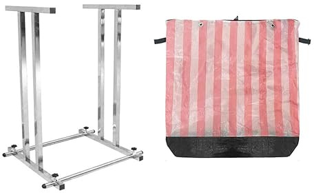 DOIBG Stainless Steel Metal Rack, Versatile Metal Support Stand with Bulk Bag, Outdoor Trash Bag Holder Stand for Factories Construction Sites