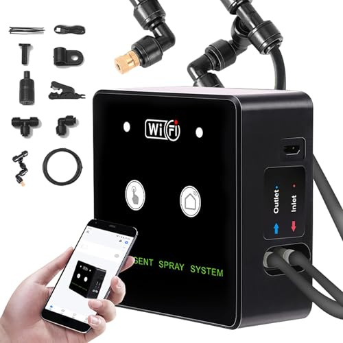 ZASCHMOY Rainforest Terrarium Timed Imma System Reptil Luftfuktare WiFi Smart Spray Kit med 360° Roterbart Munstycke Fjärrkontroll APP Control Timer för Automatisk Terrarium (5m 2 munstycken)