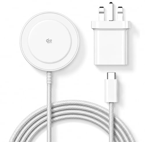 Qi2 25W Magnetic Wireless Charger, 5ft Fast Charging Pad Compatible With MagSafe for iPhone 17e/Air/17/16/15/14/13/12, AirPods 4/3/2/Pro, Samsung Galaxy, Pixel 10 Series & More(With 30W Adapter)