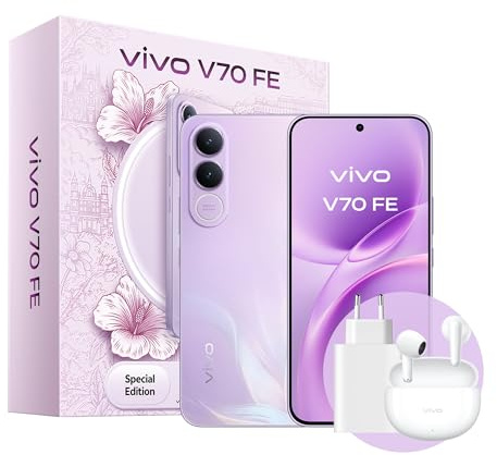 vivo Smartphone V70 FE 5G, fotocamera principale 200 MP OIS, 256GB di ROM, 8 GB di RAM, batteria BlueVolt 7000 mAh, FlashCharge da 90W, display AMOLED 1,5K 6,83 120Hz, IP68 e IP69, Pacchetto Regalo | batteria BlueVolt 7000 mAh, FlashCharge da 90W,display AMOLED ultra-nitido da 1,5K, IP68 e IP69, Pacchetto Regalo