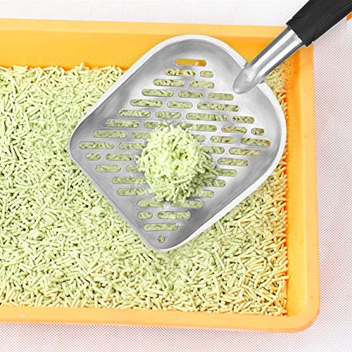 Xiuganpo Haustierstreuschaufel, Effizientes Aluminiumsieb für Einfache Reinigung, Verhindert Streuen, Geräumiger Eimer für Katzenstreu, Schwarz, 34 X 13,5 cm, für Haustierbesitzer (Black)