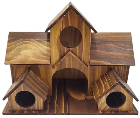 Casas Para Pájaros De Madera Cabaña de Madera Rústica Grande con Múltiples