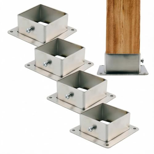 4 Pack Square Post Base, 1.5 x 1.5 (38mm) Stainless Steel Flange Anchor Bracket, Heavy Duty Post Support with Screws for Fence, Deck, Railing, Handrail
