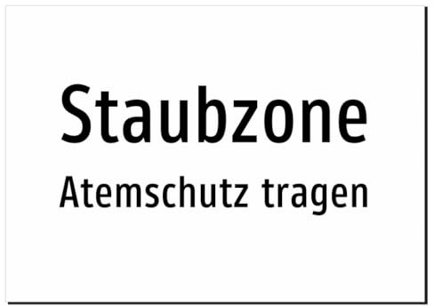 36699-DE-T-11 | Staubzone - Atemschutz tragen | Aufkleber A4, 297 x 210mm | nur Text, ohne Symbolgrafik