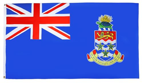 AZ FLAG Drapeau Iles Caïmans 150x90 cm Anglais Polyester 100D 2 Œillets | Usage intérieur et extérieur Drapeau décoratif Cayman Islands coutures doubles et bords renforcés avec œillets métalliques