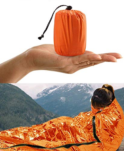 HONYAO Survival Sleeping Bag, Emergency Bivvy Bag Emergency Rescue Blanket Reusable for Outdoor Camping, Hiking - 1 Pack