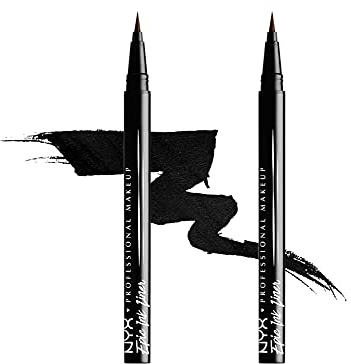 NYX Professional Makeup Delineador de ojos Epic Ink Liner, Punta de pincel, Resistente al agua, Fórmula vegana, Pack doble, Negro