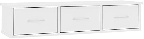 vidaXL Wand Schubladenregal mit 3 Schubladen Wandregal Wandschrank Hängeschrank Wandgarderobe Hängeregal Weiß 88x26x18,5cm Holzwerkstoff