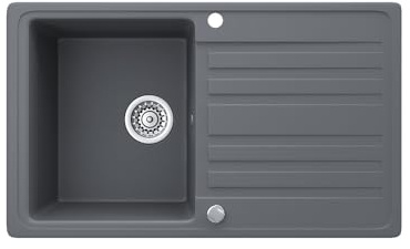 Bergström Spülbecken, Grau, 76.5 x 46 cm | mit Trockenplatz, beidseitig einbaubar für flexible Küchenmontage