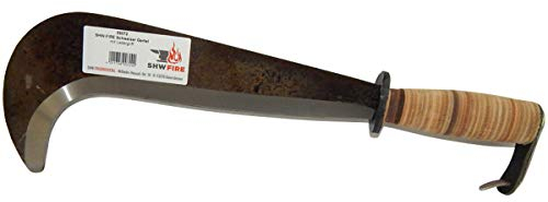 SHW-FIRE Schweizer Gertel Hippe Gertl Gartenmesser Stahl Ledergriff Handschutz 43cm