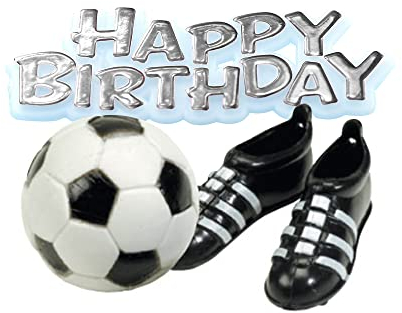 Anniversary House Football Cake Decorations, Football Cake Topper, Football Birthday Decorations, Cake Decorations for Men, Football, Boots & Silver Happy Birthday Motto, Pack of 4, BU040