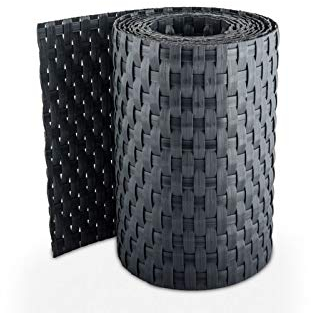 Mayaadi Home Privacy Screen Strips, Polyrattan Roll, Rattan Fence Film, Privacy Screen, Garden Mat Fence, Balcony Mat, Single Rod Fence, Length 2.55 m, Height 19 cm, Anthracite, Pack of 1