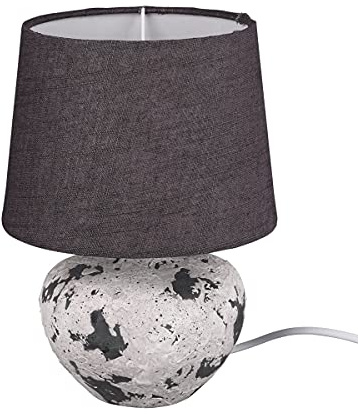 Reality Leuchten Tischleuchte Bay R50951811, Keramik grau, Stoffschirm grau, exkl. 1x E14 Höhe 25cm