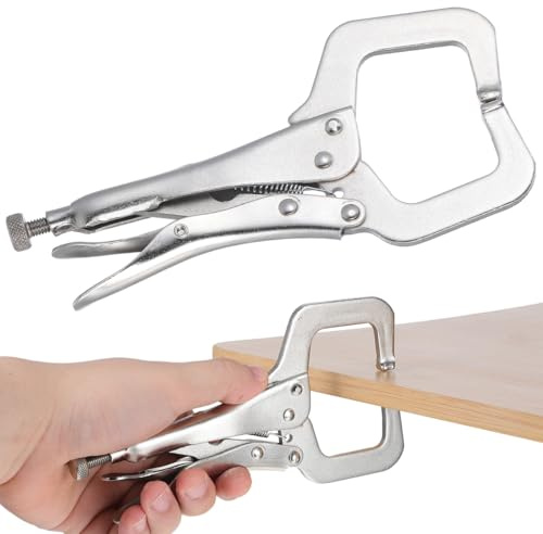 Locking C Clamp, Carbon Steel Locking Face C-Clamp, Heavy Duty C-Pliers, C-Pliers Welding Clamps for Woodworking, Welding and Pocket Hole, 6 Inch