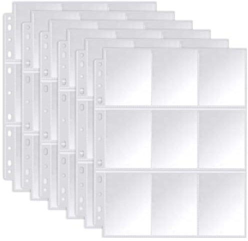 OSDUE 30 Pagine Trading Card Fogli, 540 Tasche Buste Carte Collezionabili + 5 Anelli di Rilegatura in Metallo, Cartelle in Plastica Portaoggetti Raccoglitore Pagine Album Buste di Protezione per Carte