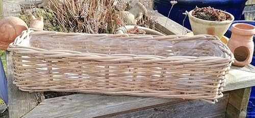 Generisch -SUPER-Aktion !! Balkonkasten Länge ca. 60 cm und ca.16 cm tief aus Rattan-Naturprodukt, kein Plastik !! robuste Handarbeit Weidenkorb Pflanzgefäß Blumentopf Natur Dekokorb Blumenkasten