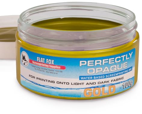 Flat Fox Skärmtryck ogenomskinligt vattenbaserat tygbläck (guld, 100 g)