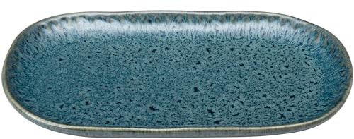 LEONARDO Matera - Petit plat de service en céramique - Assiette carrée pour servir apéro, collations, fromage, etc. - 22 x 12 cm - Passe au micro-ondes, au lave-vaisselle - Bleu