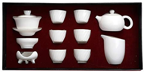 Simple hogar moderno juego de té de cerámica juego de té ondulación de agua juego completo de porcelana blanca pequeño juego de regalo de porcelana blanca juego de té ondulación de agua 10 piezas