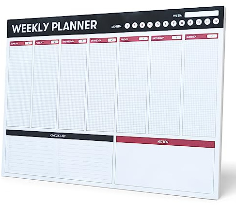 Grupo Erik Planificateur hebdomadaire A3 | Planificateur quotidien familial non daté, calendrier de bureau, 54 pages détachables A3 | Joli cadeau de papeterie de moins de 4,5 kg