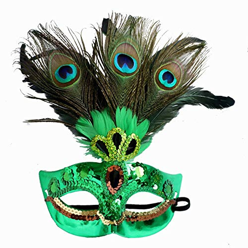 JIAHG Masque de Plumes Halloween Carnaval Femme Masque Vénitien de Bal Masqué Cocktail Mascarade Demi-visage Masque à Paillettes de Luxe Déguisement Opéra Drame Festival