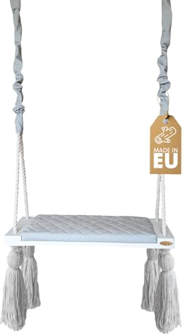 Create for you® Baby Schaukel Indoor, Große Kinderschaukel Holz, Schaukel Baby, Babyschaukel Türrahmen, Holzschaukel für die Deckenmontage, höhenverstellbar, 58x25x4 cm, Farbe Grau