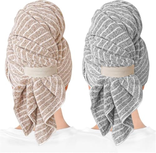ROLSHOL Grandi asciugamani per capelli in microfibra da donna, super assorbenti e ad asciugatura rapida, per capelli ricci, lunghi e corti, turbante anti-crespo per capelli bagnati (colore grigio),