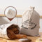 GobiSea 2 Pack Bread Bags for Homemade Bread - Plastic Lined - Keep Bread Fresh - Eco Reusable Linen Bread Bag Bread Storage Bags - 42cm x 32cm
