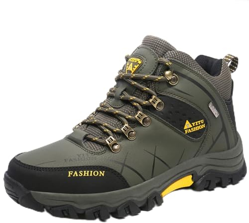 Littleplum Herren Wanderstiefel Leichte Wanderschuhe Atmungsaktiv Stiefeletten High Top Sportschuhe Outdoor Rutschfeste Trekkingschuhe, 18 Grün, 42 EU