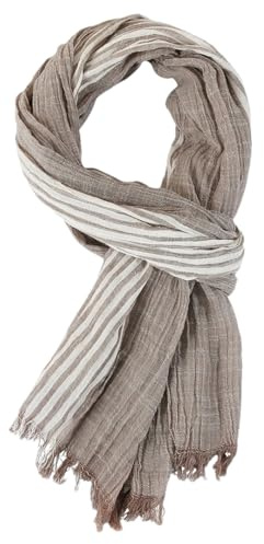REHJJDFD Écharpe en coton et lin à rayures pour homme, kaki, taille unique