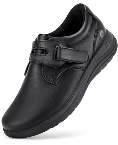 FitVille Scarpe Larghe Donna in Pelle Leggere e Comode per Passeggio per Piedi Sensibili 40 EU Larga Nero