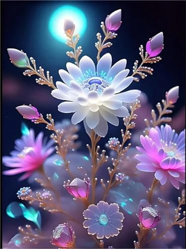 Diamond Painting, 5D Diamant Painting Bilder Kinder, 80x60cm Vollbohrer Malen Nach Zahlen Basteln Erwachsene Diamond Painting Set, Diamond Art Painting für Home Wall Dekoration Traum Seerosen S-7371