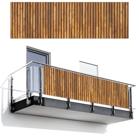 MuchoWow© Sichtschutz/Balkon Einseitig Groß PVC Terrassen Garten ohne | 90x300 cm - bohren Wetterfest Gartenzaun Terrasse Balkonschutz Garten Deco Balkonomrandung Latte - Wand - Latte - Holz