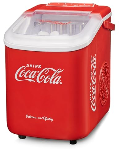 Salco Máquina de cubitos de hielo Coca-Cola, cubitos de hielo en 8-13 minutos, con abrebotellas COCA-COLA (10 kg en 24 h - rojo)