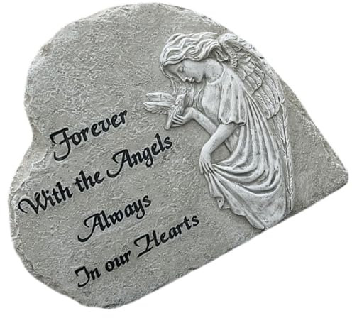 KITANDOVE Statue Commémorative Résine Forme De Cœur Décoration De Jardin Extérieur Monuments Funéraires pour Honorer Vos Proches Disparus Sculpture Ange pour Cimetière Et Jardins