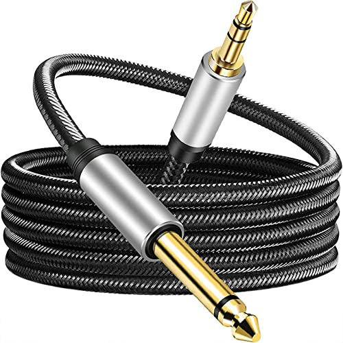 Bottone Cavo audio stereo maschio a maschio 3,5 jack AUX linea di collegamento da 3,5 mm TRS a 6,5 mm grande due cavi placcati oro