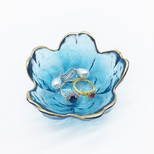 Kleines Schmucktablett, Blumenringschale, Schmucktablett, Nachttisch-Dekor, Glas, Schmuckschale, Schmuckteller, Kristall-Ringhalter, Schälchen, Geschenke, Verlobungsschmuckschale für Ringe, Ohrringe