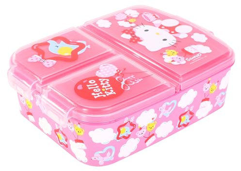 Hello Kitty - Contenitore rettangolare per bambini, multi scomparti, per scuola, viaggi, pranzo, panini, bento, senza BPA